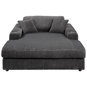 Hilde - Chaise With 2 Pillows - Dark Gray Corduroy