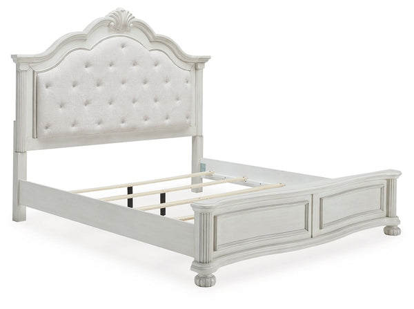 Montelaine - Antique White - California King Upholstered Panel Bed