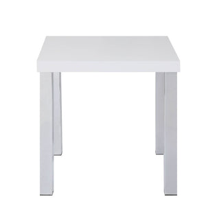 Harta - End Table - White High Gloss & Chrome - 22-"<br/><br/><b>Product Features</b><ul><li>Case: 1Pc/1Ctn</li><li>Finish: White High Gloss & Chrome</li><li>Style: Scandinavian</li><li>Materials: Wood, High Gloss</li></ul><br/>