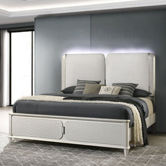 Step into a realm of elegance with the Laveda bedroom set, where light gray boucle meets a pearl white finish for an exquisite blend of sophistication and serenity. The clean lines and contemporary design create a harmonious balance, perfect for modern in