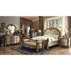 Tracing back to the classical Baroque era, expressed with intent and conviction, our new interpretation of Vendome is donned in a crackled gold patina finish richly accented with gold leaf brushed onto each piece by hand. Exuding opulence with intensity, 