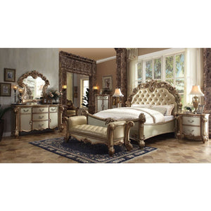 Tracing back to the classical Baroque era, expressed with intent and conviction, our new interpretation of Vendome is donned in a crackled gold patina finish richly accented with gold leaf brushed onto each piece by hand. Exuding opulence with intensity, 