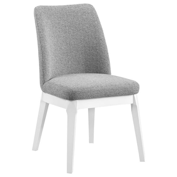  complete with foam cushions and rubberwood framing. The set features a white finish over straight
