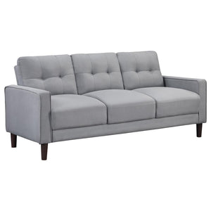 Ideal for studio apartments or small rooms, this sofa boasts a perfect small-scale design. Its classic track arm and self-welt detailing highlight the superior tailoring. The grid-tufted boxed back cushions and pocket coil spring cushion construction ensu