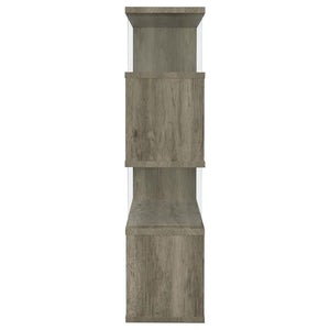 Emelle - 4-Shelf Glass Panel Bookshelf - Gray Driftwood