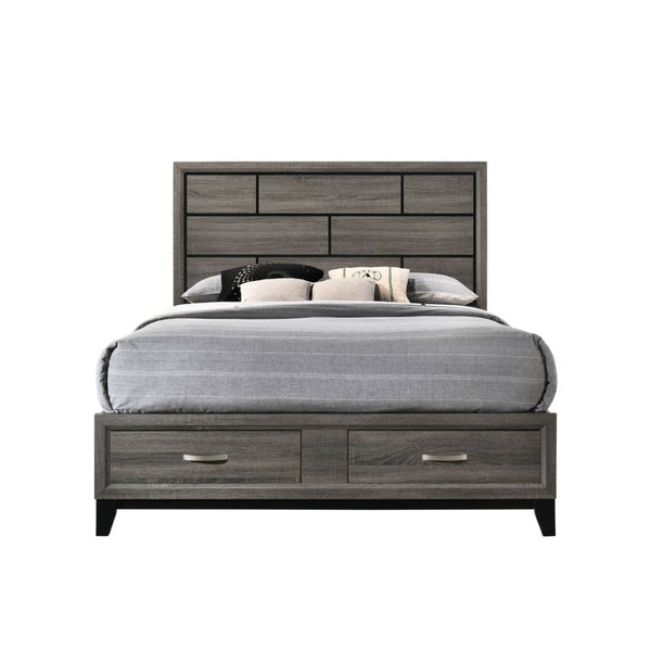 With weathered gray finish, the Valdemar collection combines the idea of brick elements to bring loft style into your bedroom. The horizontal line design throughout the group will bring you a relaxing but not monotonous environment in your bedroom. It has