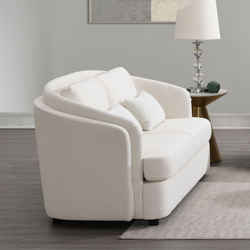 Sink into the embrace of this Mariko sofa with Beige Linen , where elegance meets comfort. Paired with plush pillows, it offers a serene sanctuary for relaxation. Its timeless design enhances any living space, making it a perfect centerpiece for gathering