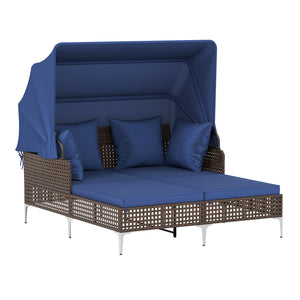 Provide a light  airy look and feel with open-weave PE rattan<br>The premium rattan also ensures fade-resistant and sun-protective durability<br>Open the canopy for shaded comfort with a premium gas strut<br>Close the canopy for sunbathing<br>Canopy secur