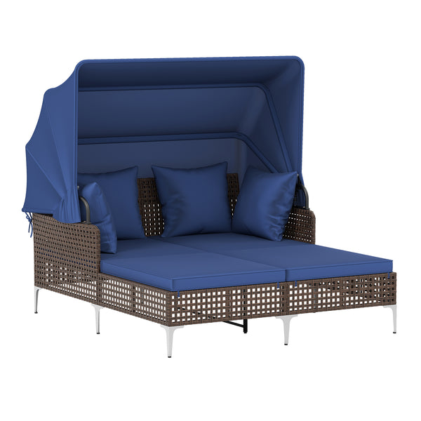 Provide a light  airy look and feel with open-weave PE rattan<br>The premium rattan also ensures fade-resistant and sun-protective durability<br>Open the canopy for shaded comfort with a premium gas strut<br>Close the canopy for sunbathing<br>Canopy secur