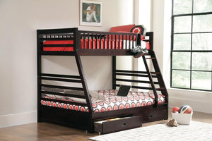  this twin over full bunk bed is casual in style. Create a stunning visual with the supportive A-shaped frame