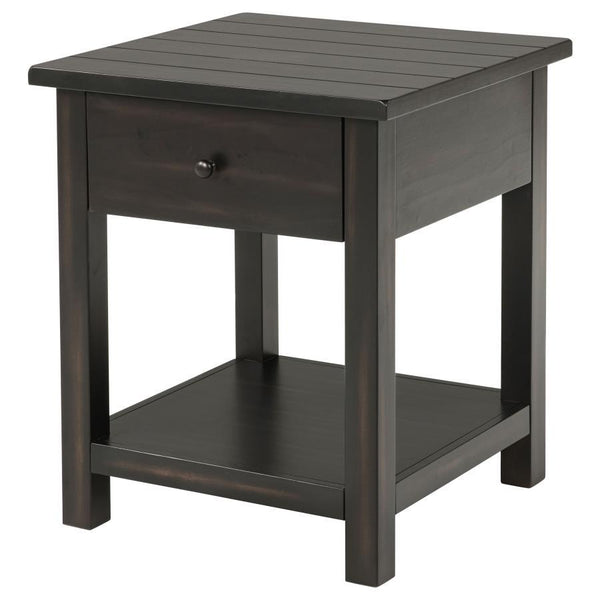 Payne - 1-Drawer Wood End Table With Shelf - Java
