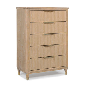 Transform your bedroom into a modern sanctuary with this sleek and sophisticated ensemble. Featuring clean lines and a natural finish, this group exudes understated elegance, seamlessly blending contemporary design with a touch of warmth. The centerpiece 