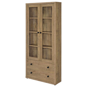 Hawthorne - 4-Shelf Glass Door Tall Cabinet With Drawers - Mango