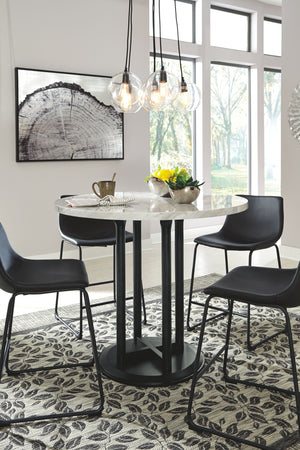 When nothing but the best will do, youâ€™ll find this striking 42-" round counter-height table checks all the boxes. Taking a stance for ultra-contemporary design, this modern version of the classic pedestal table features the look of authentic Carrara ma