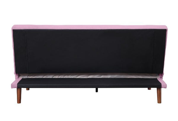 Yolandi - Futon - Pink Velvet & Dark Walnut Finish