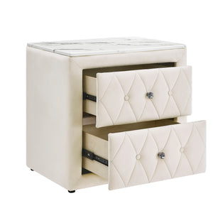  velvety texture and diamond-patterned tufting. The soft