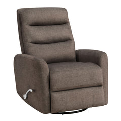 The Takami Swivel Recliner in Chocolate offers a perfect blend of comfort, durability, and style for your living space. Expertly crafted with a hardwood and plywood frame, it provides exceptional strength and stability, ensuring it stands the test of time