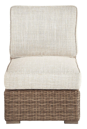  this cushioned armless chair elevates the art of alfresco living. Beautiful and durable enough for indoor and outdoor use