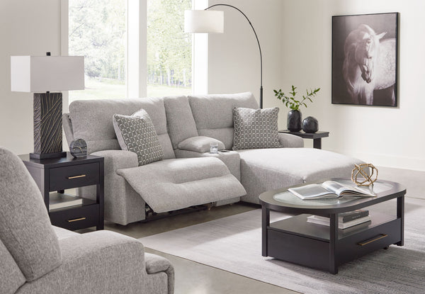 Enjoy the endless adaptability of this living room package. Whether you-'re indulging in slow mornings or settling in for movie night, it keeps you comfortable in contemporary style. One-touch controls effortlessly adjust the recliner and headrest to suit
