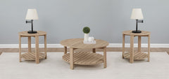 Fowler - 3 Piece Round Coffee And End Table Set - Natural