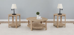 Fowler - 3 Piece Round Coffee And End Table Set - Natural