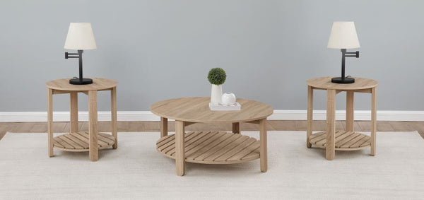 Fowler - 3 Piece Round Coffee And End Table Set - Natural