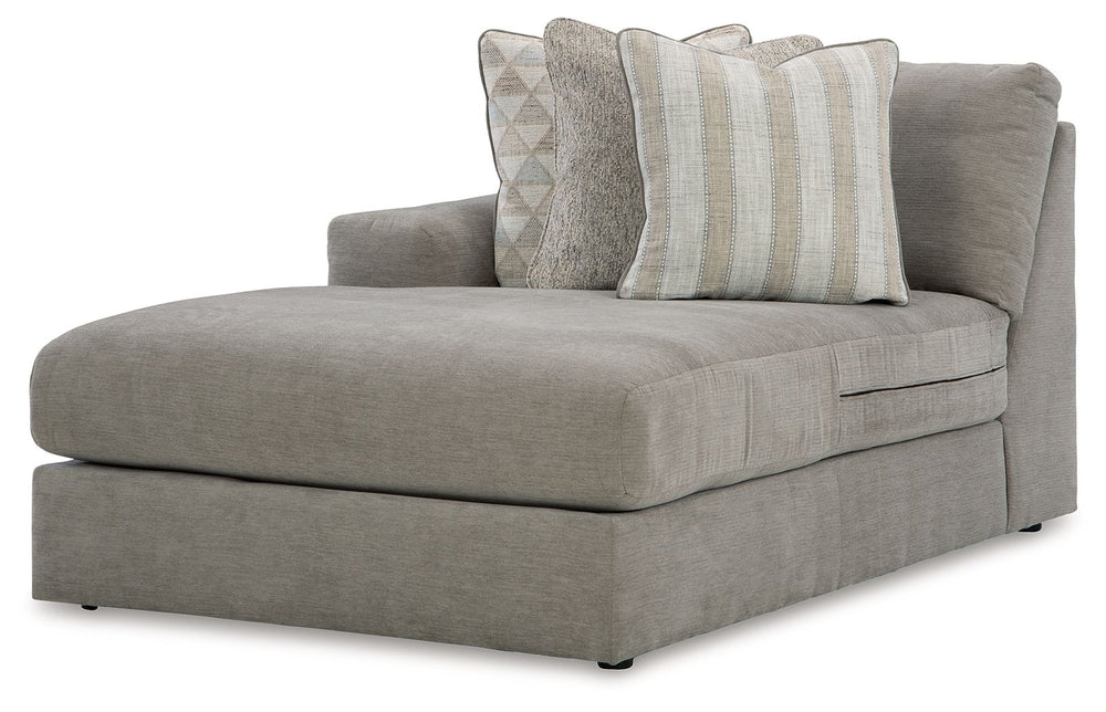 This left-arm facing corner chaise is made with polyester chenille and polyester upholstery. Fully finished on all sides, it pairs with other items in the series to make a modular sectional.<br><br><b>Additional Dimensions</b><br><ul><li>Arm height: 25-"<