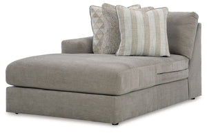 This left-arm facing corner chaise is made with polyester chenille and polyester upholstery. Fully finished on all sides, it pairs with other items in the series to make a modular sectional.<br><br><b>Additional Dimensions</b><br><ul><li>Arm height: 25-"<
