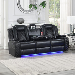 Orion II - Sofa With Dual Recliner - Black