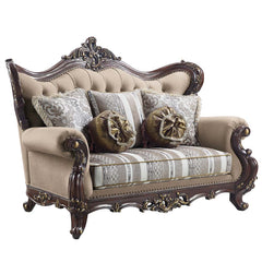 Embrace the essence of lavish living into your home with this Ragnar sofa. Highlighting detailed carvings that naturally follow with the elegant curves of the rolled arms that make a transition to the wood-trimmed arched backrest which features a camel hu