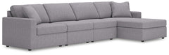 Looking cool and contemporary is great. But when it comes down to it, youâ€™re all about low-maintenance lounging. With the performance fabric on this sectional with chaise, cleaning spills is a breeze. And its customizable modular design caters to your e