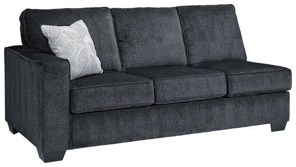 This left-arm facing full sofa sleeper is made with polyester upholstery. Pairs with other items in the series to make a sectional.<br><br><b>Additional Dimensions</b><br><ul><li>20-" Toss Pillow: 0-"</li><li>Arm height: 26-"</li><li>Leg height: 3-"</li><