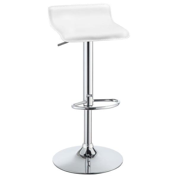  the stool is height adjustable to suit bar and counter height surfaces. Minimalist seat features appealing curves with just the barest hint of a bac