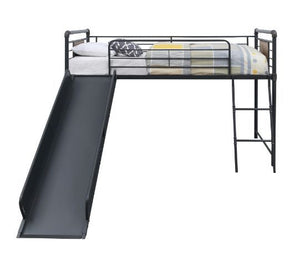  this Cordelia loft bed with slide is the fun and ideal solution for your guest room or teens bedroom. In a highly sought-after industrial design perfect for a modern home. Constructed in sturdy metal tubes