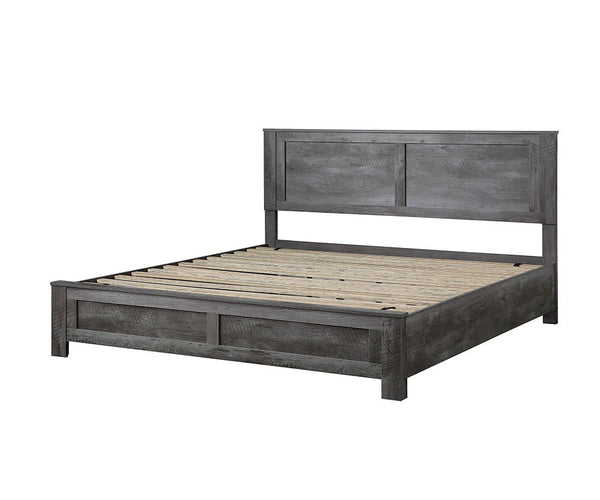 The Vidalia bedroom collection conveys the character of rugged simplicity in living close to nature while maintaining stylish comfort. It features wood construction rough sawed plank in rustic gray oak finish. The matching case goods have square wood legs