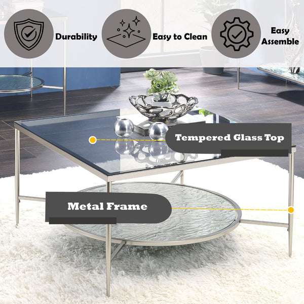 Adelrik - Coffee Table - Glass & Chrome Finish