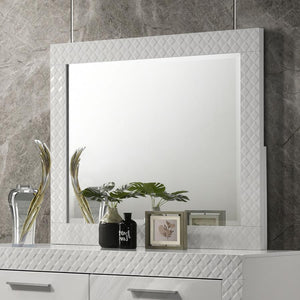  designed to enhance the modern aesthetic of your bedroom. The high gloss finish and 3-dimensional diamond tile emboss perfectly complement the dresser