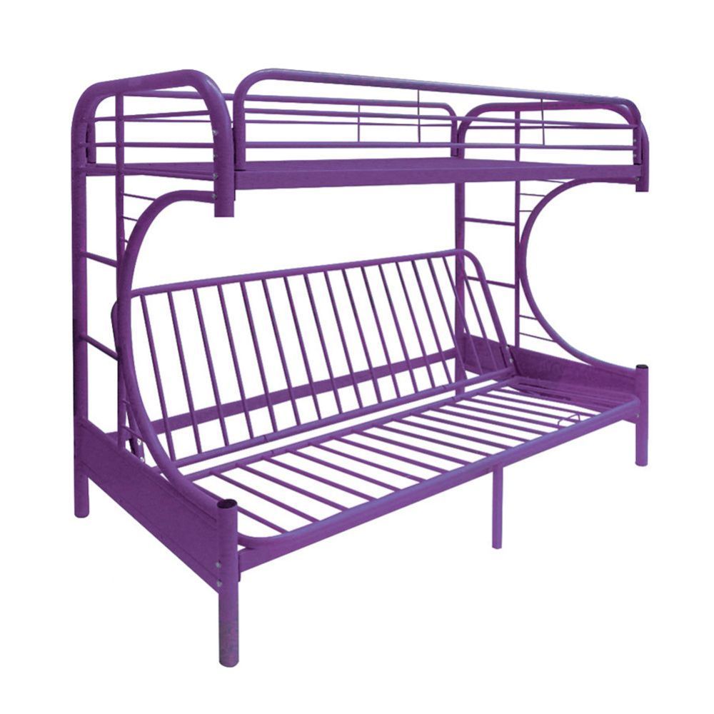 Bring home this Eclipse twin over full-futon bunk bed to let your kids enjoy personal space without compromising on style. The convertible futon feature allows to switch from a sit to sleep position by simply lifting the light weight of the seat