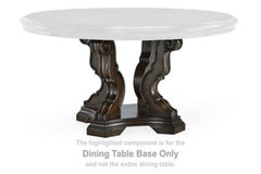 This dining table base is made with hardwood solids, oak and ash swirl veneers, MDF substrates and cast resin components. Pairs with other items in the series to make a dining kit.<br/><br/><b>Product Features</b><ul><li>Compatible with other D947 items, 