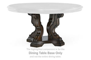 This dining table base is made with hardwood solids, oak and ash swirl veneers, MDF substrates and cast resin components. Pairs with other items in the series to make a dining kit.<br/><br/><b>Product Features</b><ul><li>Compatible with other D947 items, 