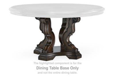 This dining table base is made with hardwood solids, oak and ash swirl veneers, MDF substrates and cast resin components. Pairs with other items in the series to make a dining kit.<br/><br/><b>Product Features</b><ul><li>Compatible with other D947 items, 