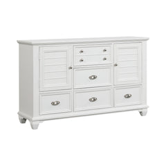 The Jamestown Wood Dresser in White offers a perfect combination of durability, style, and functionality, making it an essential addition to any bedroom. Expertly crafted from solid Acacia, premium manufactured woods, and authentic Oak veneers, this dress