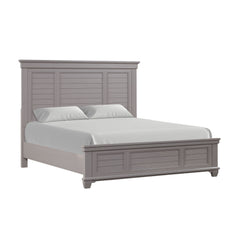 The Jamestown Wood Panel Bed in Gray embodies a perfect fusion of contemporary and traditional design elements, offering a versatile and sophisticated look for any bedroom. Expertly crafted from solid Acacia, premium manufactured woods, and authentic Oak 