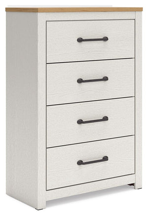 Create a serene countryside retreat with this chest of drawers. The two-tone design effortlessly adds farmhouse style, while framed drawer fronts with pewter-tone handles enhance its charming appeal. Looking for furniture that offers storage and a peacefu