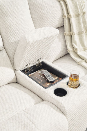 Keensburg - Linen - 3-Piece Power Reclining Sectional With Raf Power Reclining Loveseat With Console