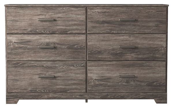  this dresser is a fresh style awakening. A warm gray hue over replicated oak grain easily complements other furniture finishes. Smooth drawer fronts with antiqued pewter-tone handles complete the aesthetic.<b