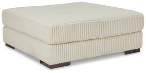 Plush and posh. Showcase your eye for on-trend texture with the statement-making cord upholstery of this oversized accent ottoman. Its stunningly soft fabric entices in an ivory hue, complementing contemporary color palettes. Let your feet sink into the s