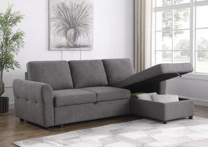 Samantha - Upholstered Storage Sleeper Sectional Sofa - Gray