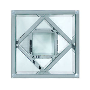  this brilliant square occasional table showcases a distinctive style for an intriguing look. The three-tier table features a fully mirrored beveled base an
