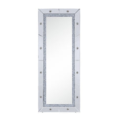 Noralie - Accent Floor Mirror - Mirrored & Faux Diamonds - 26-'-'L x 63-'-'H<br/><br/><b>Product Features</b><ul><li>Accent Floor Mirror</li><li>Hollywood Lighted Mirror (Bulb Not Included)</li><li>Rectangular Shape</li><li>Beveled Mirrored Frame</li><li>